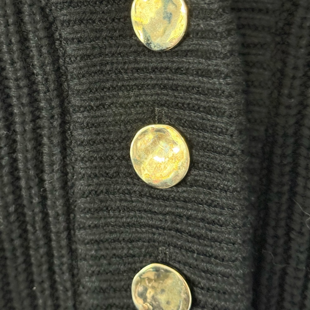 Sezane Black Long Sleeve Dress with Gold Buttons S1 - Picture 12 of 16